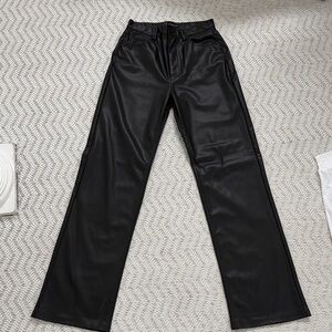 Women’s Zara Black Faux Leather Straight-Leg Pants